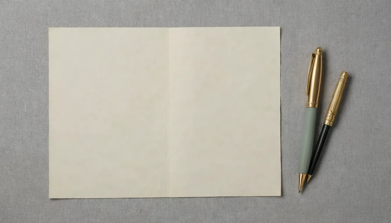 A blank document with an embossed brass seal and a fountain pen