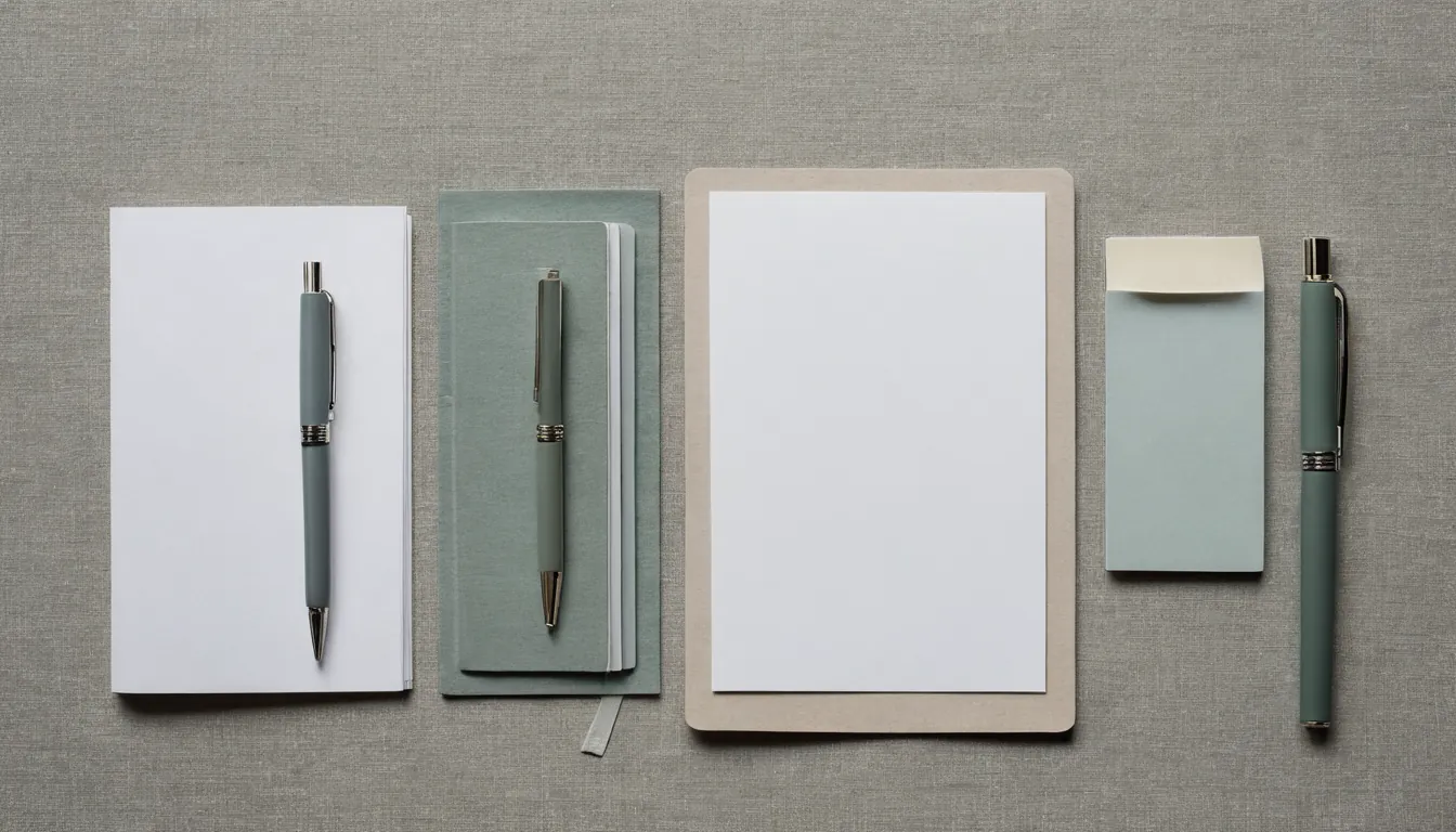 A blank identity card and a small booklet with a pen on linen