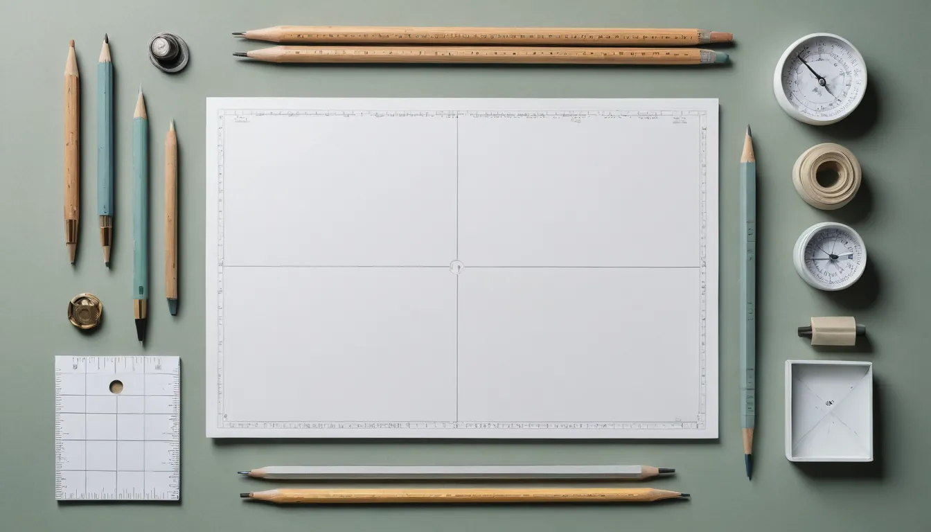 Drafting tools arranged on blank paper