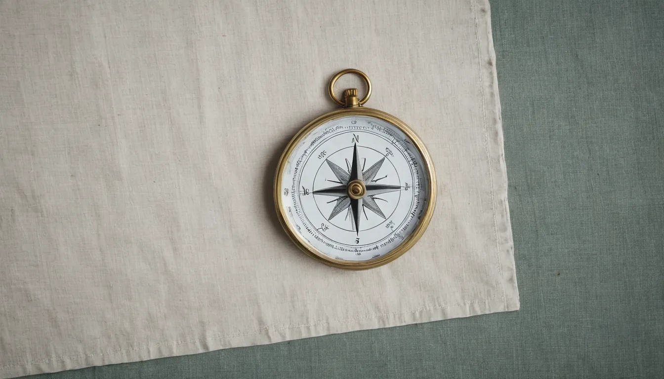 A brass compass resting on a blank linen sheet