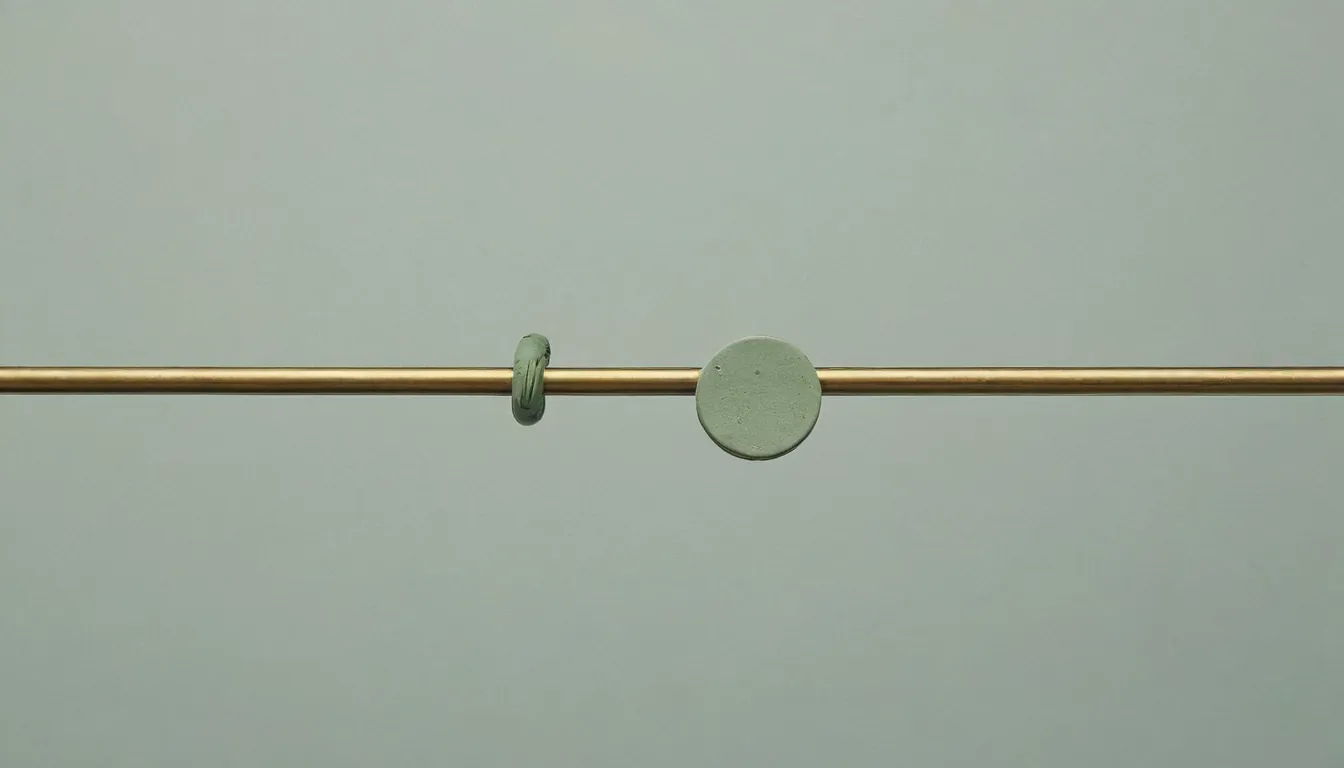 A green token travelling along a thin brass rail between two small nodes
